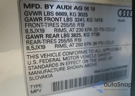 2018 Audi Q7 Premium Plus из США, поврежденный, VIN WA1LAAF74JD052966